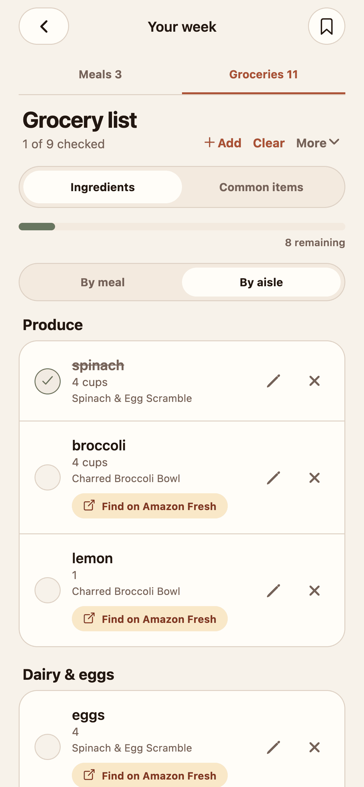 Savorful grocery checklist organized by aisle